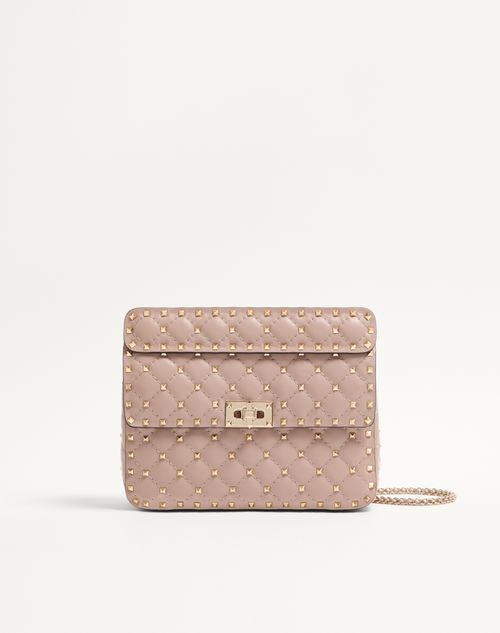 Valentino Garavani - Medium Nappa Rockstud Spike Bag - Poudre - Woman - Shoulder Bags